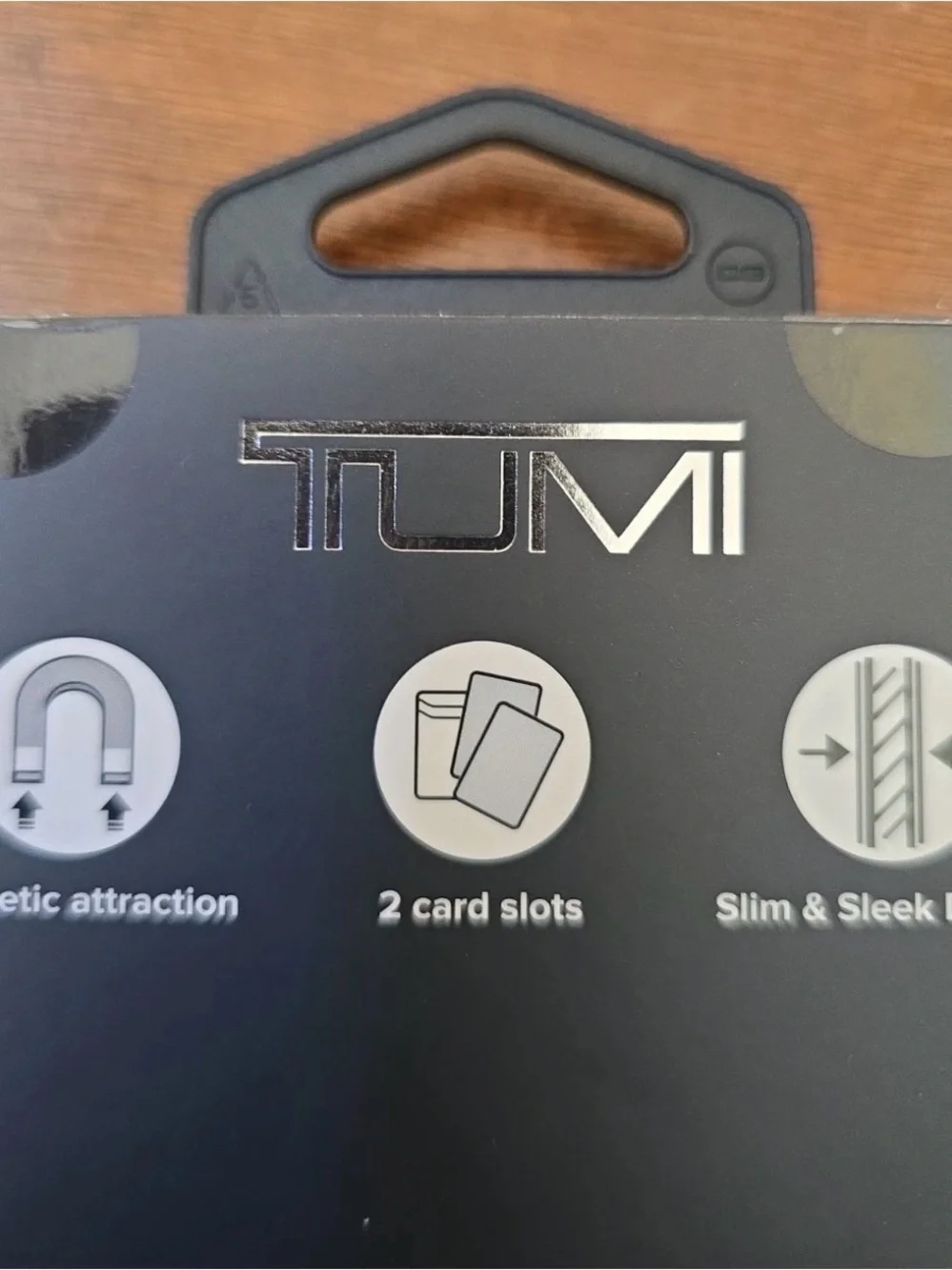 Tumi Black Leather Magnetic 2 Slots Card Holder Wallet for Magsafe Case